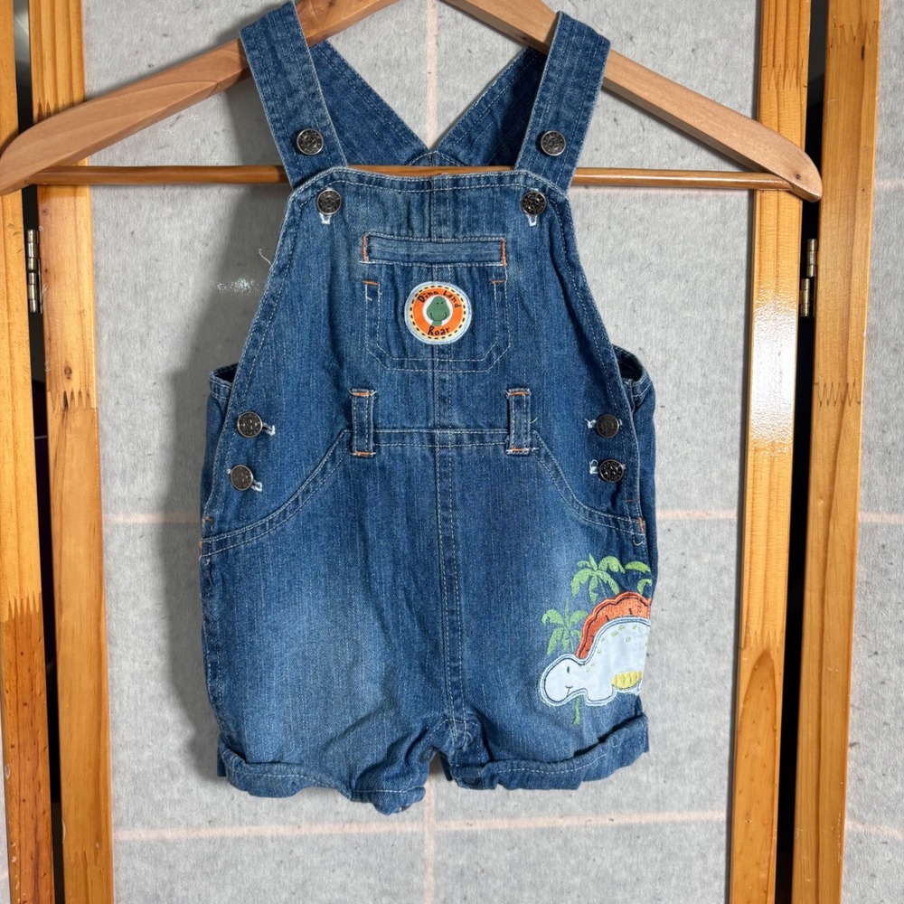 Baby Boy Girl Denim‎ Dinosaur Overalls Shorts Romper Size 3 6 Months